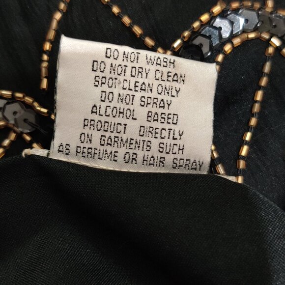 Vintage JMC Womens Petite Evening Jacket Beaded Cocktail Silk Black Gold Sz PL L - Picture 9 of 11